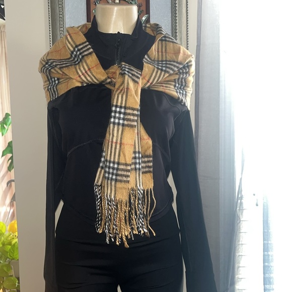 CASHMERE PLAID SCARF TAN - Picture 3 of 7